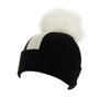 Reversible Slouchy Black & White Striped Cashmere Hat with White Pom-Pom, Hat - Loveknitz