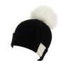 Reversible Slouchy Black & White Striped Cashmere Hat with White Pom-Pom, Hat - Loveknitz