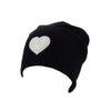 Reversible Slouchy Black Cashmere Hat with Gold Heart