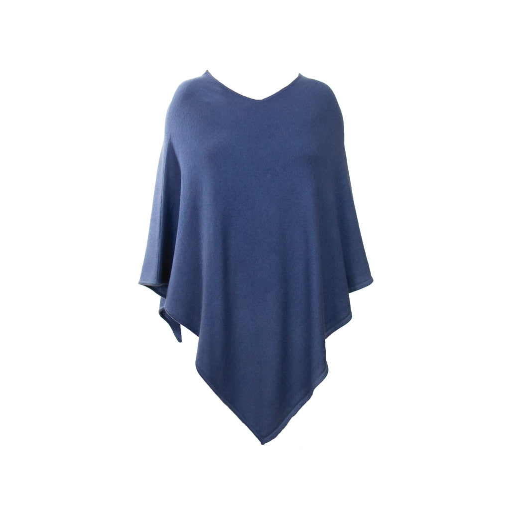 Blue Cashmere Pancho, Poncho - Loveknitz