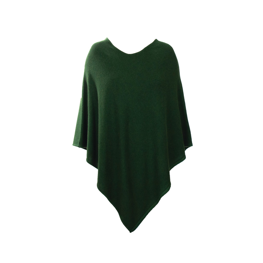 Forest Green Cashmere Pancho, Poncho - Loveknitz