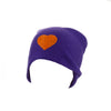Reversible Slouchy Purple Cashmere Hat with Orange Heart and Rainbow Pom, Hat - Loveknitz