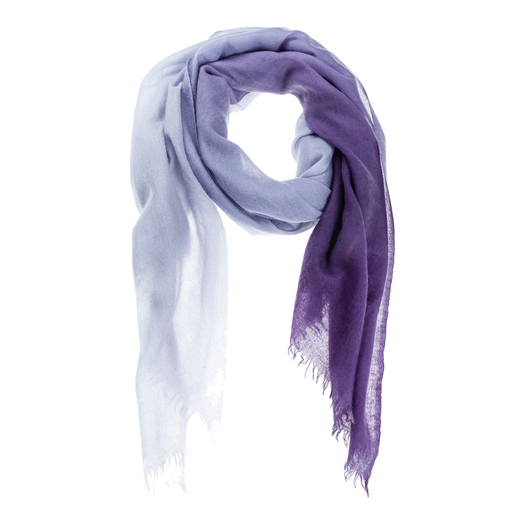 Purple Ombré Hand Woven Cashmere Wool Scarf, Scarves - Loveknitz